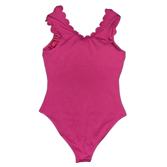 CUPSHE NWT Women's One Piece Scalloped Swimsuit Hot Pink Size Medium - Picture 4 of 9